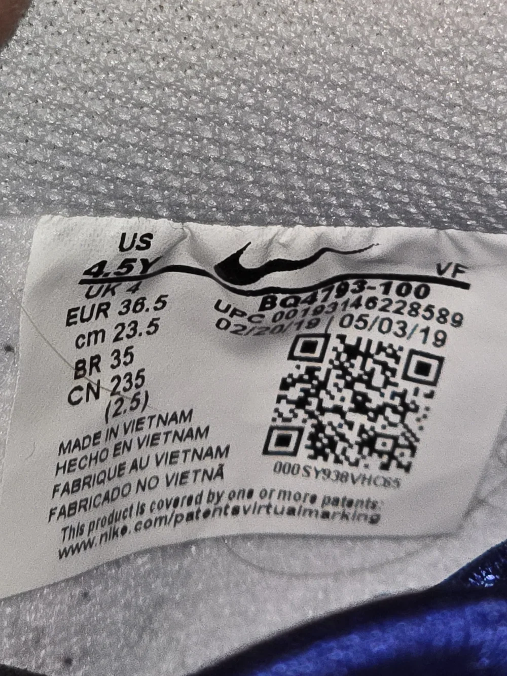 Nike Air Force 1 Low Drop Type GS Summit White Youth 4.5Y BQ4793-100